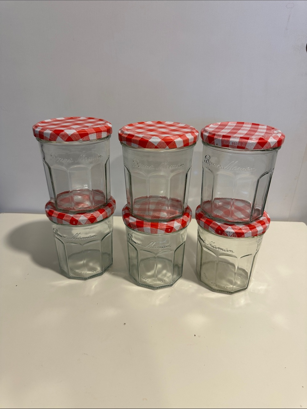 Red Gingham Jam Jars - Set of 6